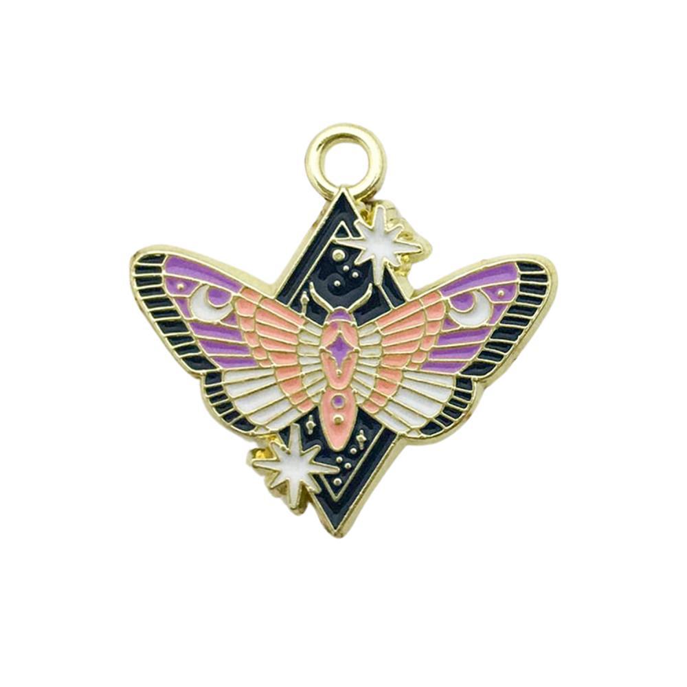 Colorful Enamel Alloy Butterfly & Leaf Pendant Charm for DIY Jewelry