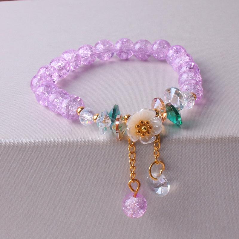 Korean New Luxury Crystal Flower Cubic Zirconia Pendant Bracelet Women Round Butterfly Shiny Rhinestone Bangle Jewelry