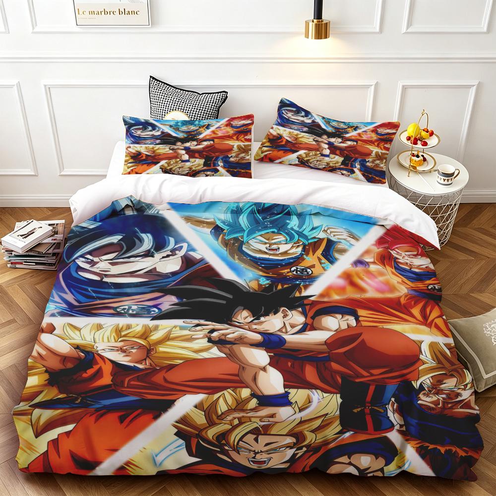 3Pcs Duvet Cover Dragon Ball Goku Cartoon Bedding Set Quilt Cover For Bedroom Home Decor Queen King Size