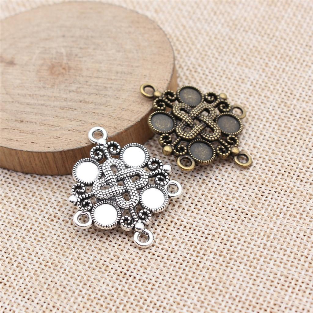 Floral Multi Loop Charm Vintage Filigree Findings Fit Flat Cabochon For Jewelry DIY