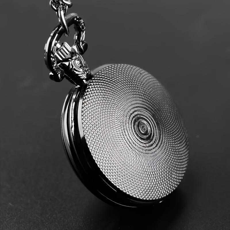Vintage Black Motorcycle Quartz Pocket Watch Necklace Pendant Gift for Men Women