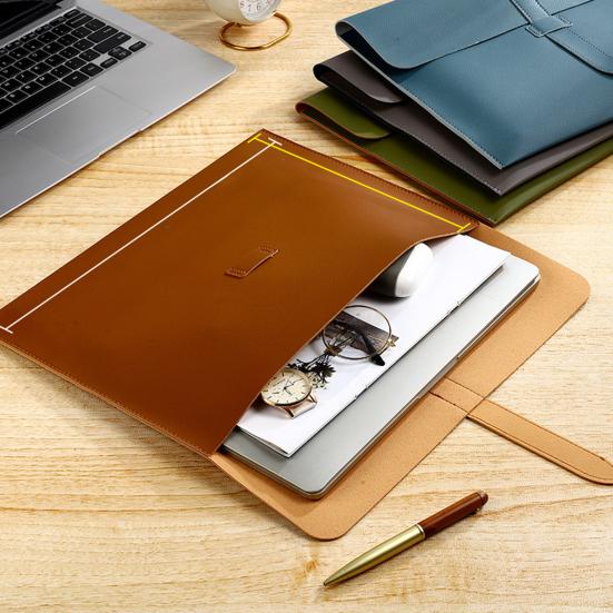 Faux Leather Document Bag Large Capacity Lightweight Waterproof Document Organizer Business Students Portable File Holder with Secure Closure