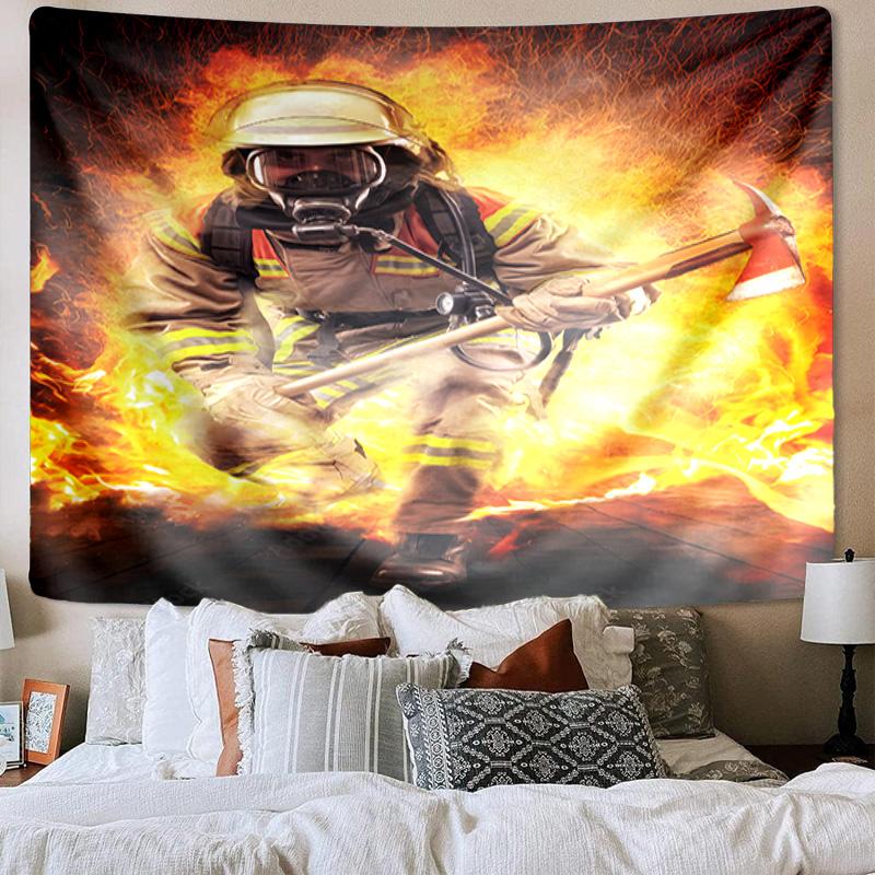 Firefighter Bravery In Action Tapestry Room Decoration Wall Hanging for Living Room Bedroom, dormitory, Birthday and Christmas gifts