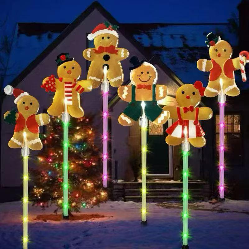2025 Solar Weihnachts-Weihnachtsmann und Schneemann Leuchtende Lichterkette für Außendekoration