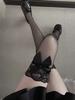 1 Pair Women'S Black Sheer Thigh High Socks With Lace & Bow, Sweet Pure Desire Style Anti-Slip Hosiery For Valentine'S Date