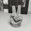 Victory Gesture Figurine 3D Printed Hand Sculpture, Modern Resin Statue for Home Office Geometric Art Desk Decor, Creative Finger Ornament Shelf