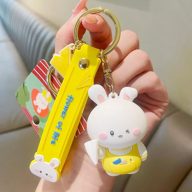 Cute Bunny Keychain Resin Material Fashionable Bag Accessory For Couples