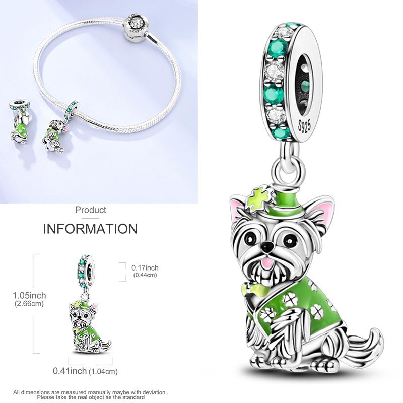 Neuer 925er Silber Kaktus Kleeblatt Anhänger Frühlingsgrüne Serie Perlenanhänger Für Original Perlenarmband DIY Schmuck