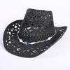 Beliebter europäischer und amerikanischer klassischer hohler westlicher Cowboyhut Herren- und Damen-Mode Urlaubs-atmungsaktiver Sonnenschutz-Strohhut