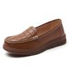 Women's Casual Plate-size Spring and Summer Breathable Loafers, 100% Genuine Leather Shoes, Fashionable Women's Flat Work Shoes