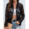 Women's Casual Jacket - Stretchy Polyester-Spandex Blend, Semi-Sheer Blue Lightweight,