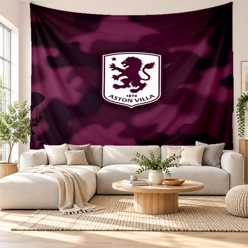 Aston Villa Football Wall Tapestry, Soft Fabric Wall Hanging, Decorative Backdrop For Bedroom Home Wall Art