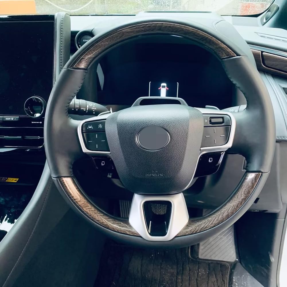 RUIQ Toyota Alphard Vellfire 40 Series Interior Steering Garnish Handle Frame Interior Designed for Toyota ALPHARD VELLFIRE (Satin Silver)