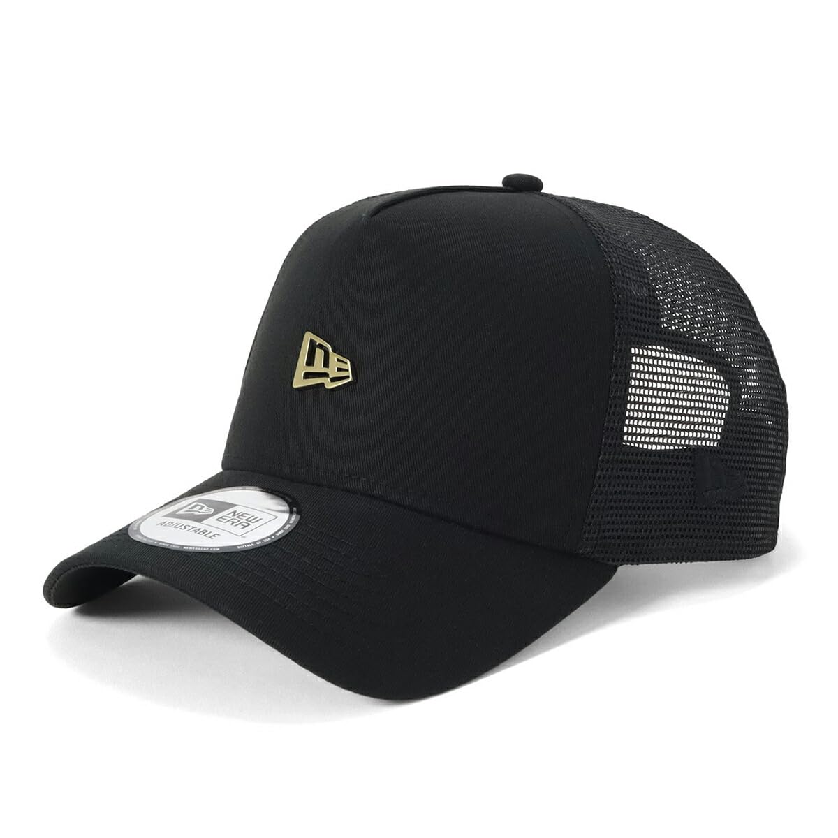 

New Era Mesh Cap with Metal Free 940AFTR METAL FLAG FRONT BLK GLDP 9FORTYA-Frame Logo, Black, Size, (14388624, NER36C2228)
