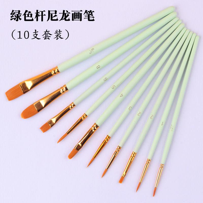 

10 упаковок нейлонових пензлів з коротким стрижнем, акварельні фарби, художня кисть для живопису маслом зелений