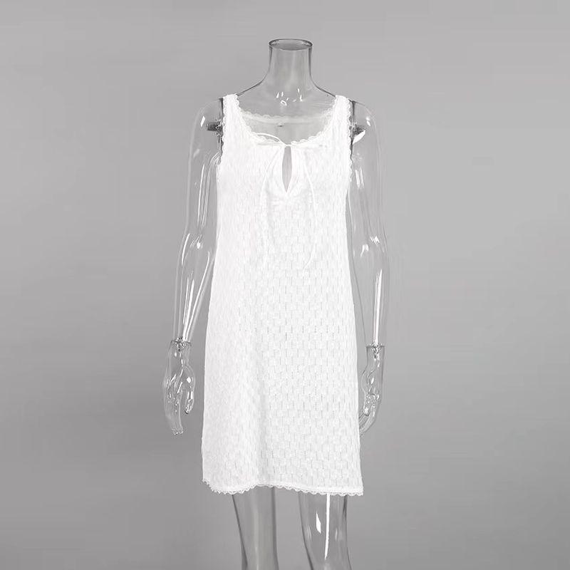 

Fashion Style Slip Dress Sexy Hollowed Fashion Dress Homewear Sexy Hollow out Dress White S