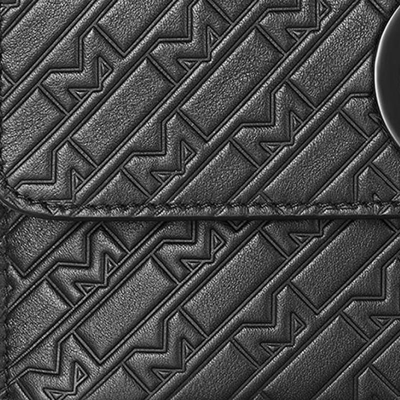Montblanc Jet Black Series Brand Embossed Pattern Solid Color Full Grain Cowhide Mini Shoulder Crossbody Clutch Men bags 128740