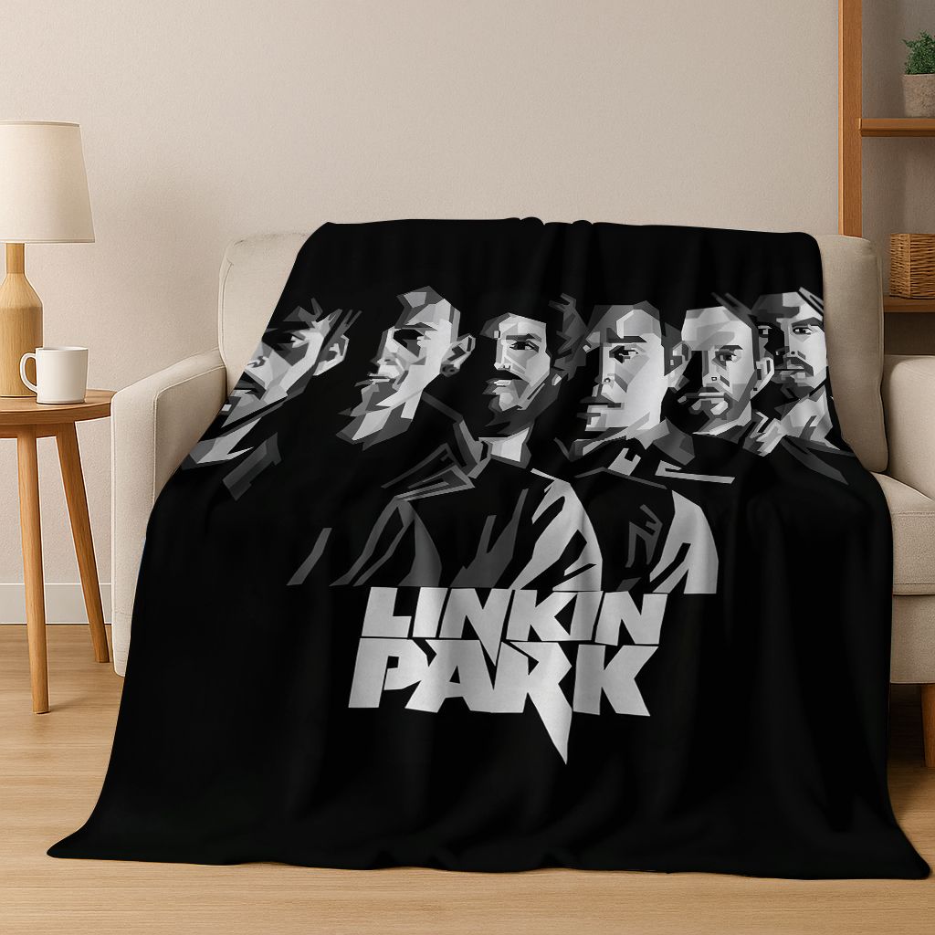 Klasyczny Znak L-Linkin Park Sztuka Zespołu Rockowego Koc Flanelowy, Przytulny Miękki Koc Rzutowy do Domu Sypialni Łóżka Sofy Pokrowiec Piknikowy Prezent Dziecko