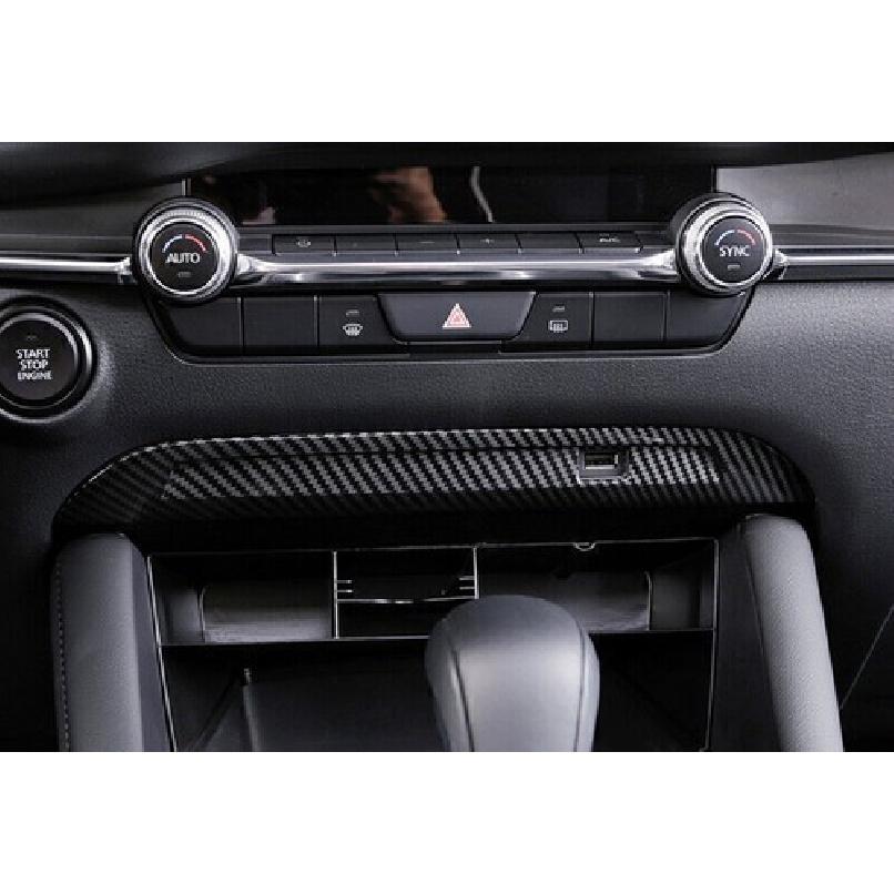 For Mazda 3 Axela 2019-2024 Carbon Fiber Center Console USB Socket Panel Trim