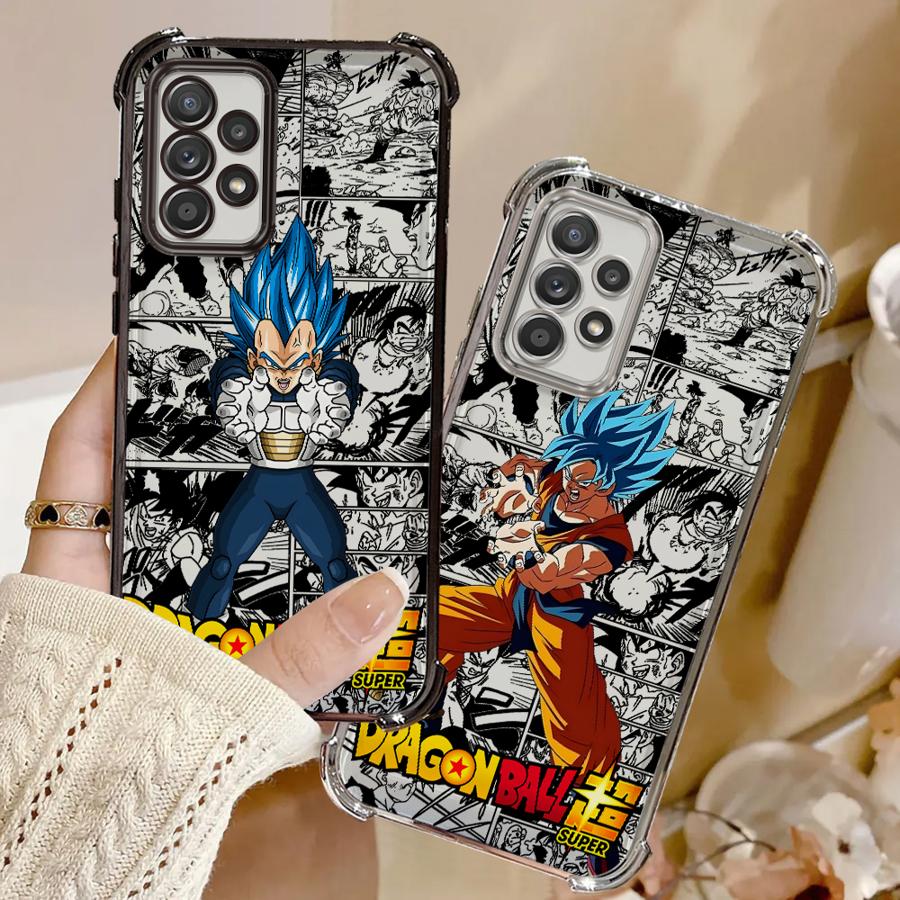 Průhledný kryt pro Samsung Galaxy A16 A35 A36 A52 A17 A24 A33 A15 A13 A21s A26 A25 Roztomilý kreslený anime Saiyan Goku
