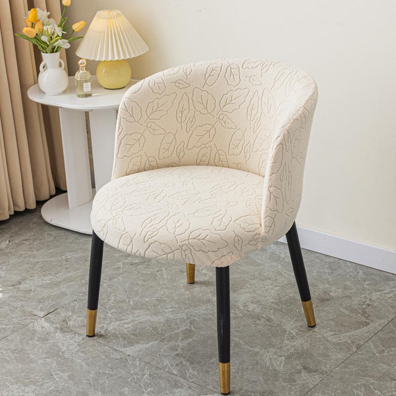 Nordic 3D Jacquard Curved Armchair Elastic Seat Cover Carved Arc-Shaped Chair Cover Dustproof Protect Dining Chair Slipcover