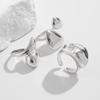 3Pcs Personality Trend Metal Geometric Hollowed-Out Twist Smooth Surface Water Drop Hug Opening Rings For Women Designer Jewelry