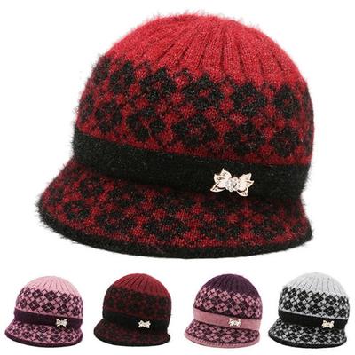 Women's Daily Pattern Pretty Flower Ribbon Winter Cap Beanie Hat