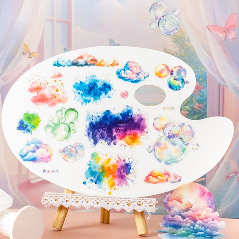 Mr Paper 18pcs My Speckled World Series Watercolour Swoosh Die-Cut Sticker Book Handbook Material Collage DIY Scrapbook Photo