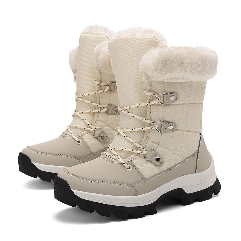 Cotton shoes winter outdoor velvet thickened wear-resistant non-slip thick-soled medium tube warm snow boots warm