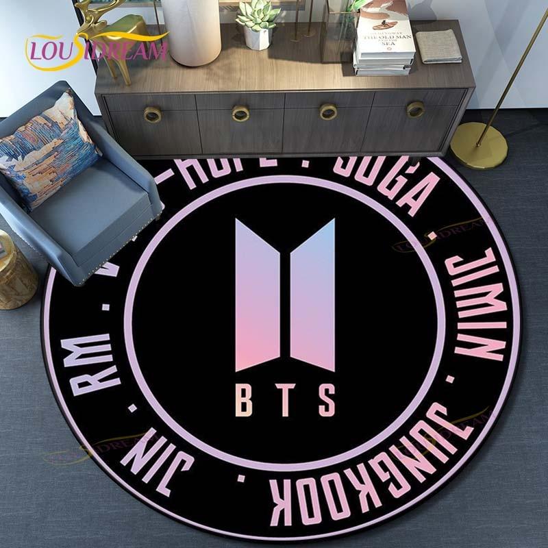 Kpop Bangtan Boys Runder Teppich Fußmatte Schlafzimmer Flanell Tier Teppich Rutschfeste Baby Spielmatte Kinderzimmer Dekorationsmatten 60cm