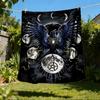 1pc Moon Raven Print Outdoor Blanket, Lightweight Polyester,