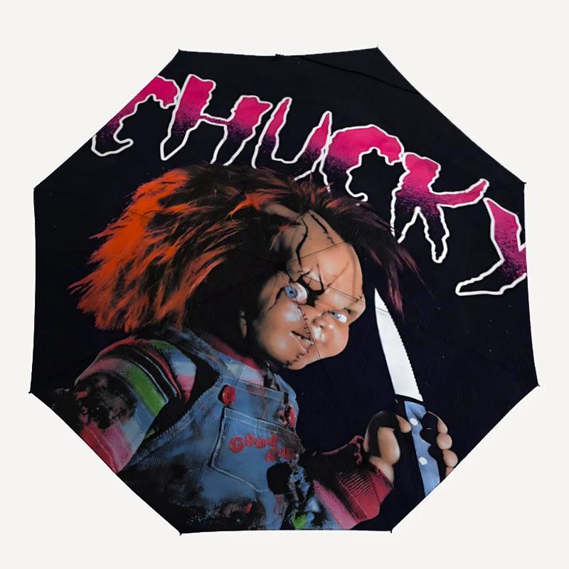 

1pc Chucky Horror Doll Automatic Open/Close Umbrella Folding Umbrella, Portable Compact Travel Umbrella, Birthday/Christmas GiftL1110y40