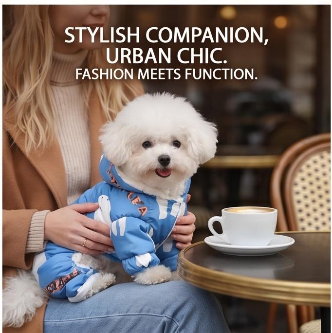 Thick Polar Bear Four-Legged Dog Winter Coat, Warm Cotton Outfit for Small Breeds, No Leash Included, S-2XL Cold Weather Wear