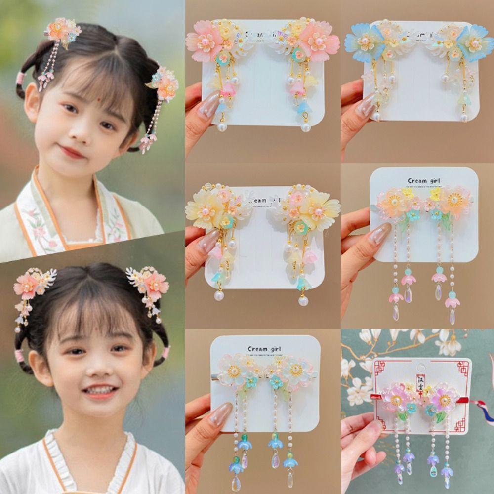 Fashion Pink Hair Clip Flower Tassel Chinese Style Hairpins Styling Accessory Hair Accessories Hanfu Accessories