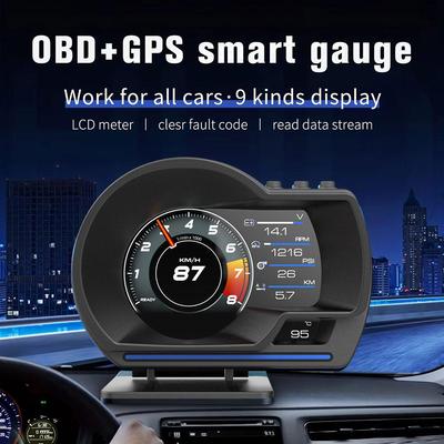 OBD GPS HUD P24 Car OBD Head Up Display HUD On Board Water&Oil Temp Digital Computer Meter Turbo Odometer RPM Gauge Speedom O3P1