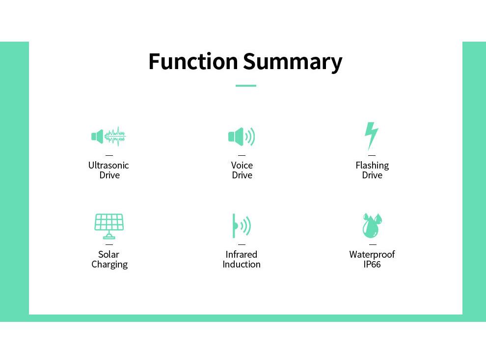  Répulsif ultrasonique extérieur étanche pour animaux et oiseaux à énergie solaire
