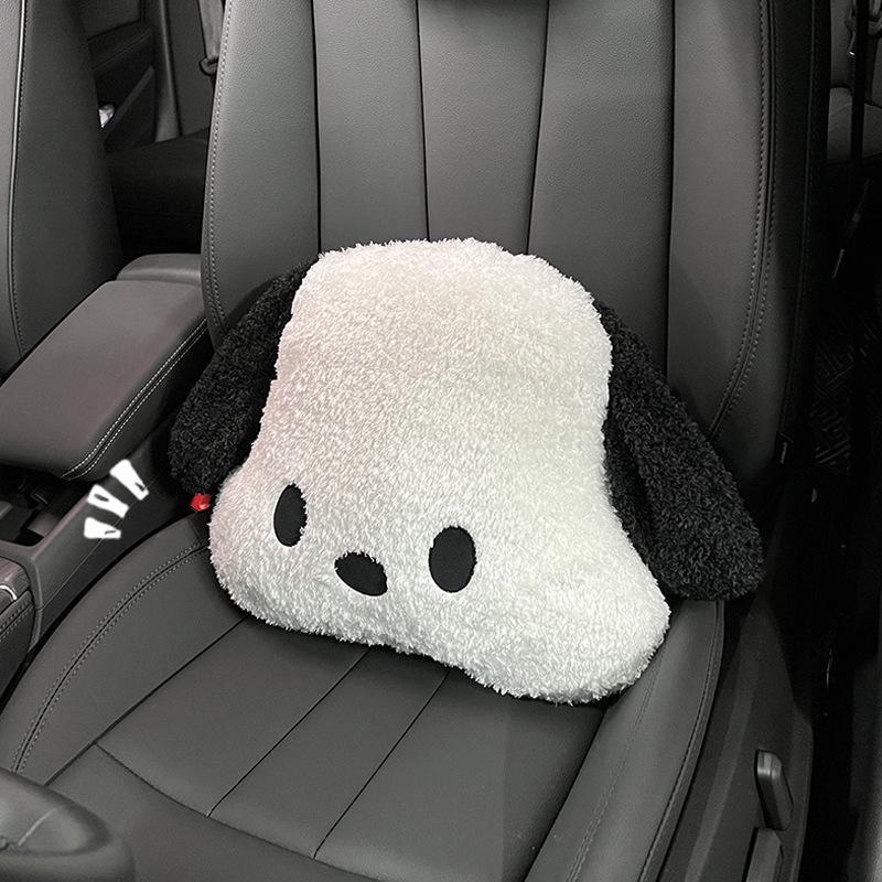 Cute Black and White Dog Car Winter Waist Support Pillow