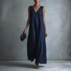 2026 European & American V-neck Sleeveless Women's Cotton Linen Casual Dress