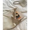 Simple Women's Vacati Beach Shoulder Bag Hollow Knitted Female Travel Tote Handbags Ctrast Color Portable Shopping Bags