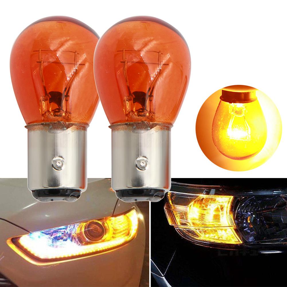 10Pcs DC12V 380 BAY15D 1157 21/5W Natural White Glass Double Filament Warm White Car DRL Stop Brake Lights Halogen Bulb