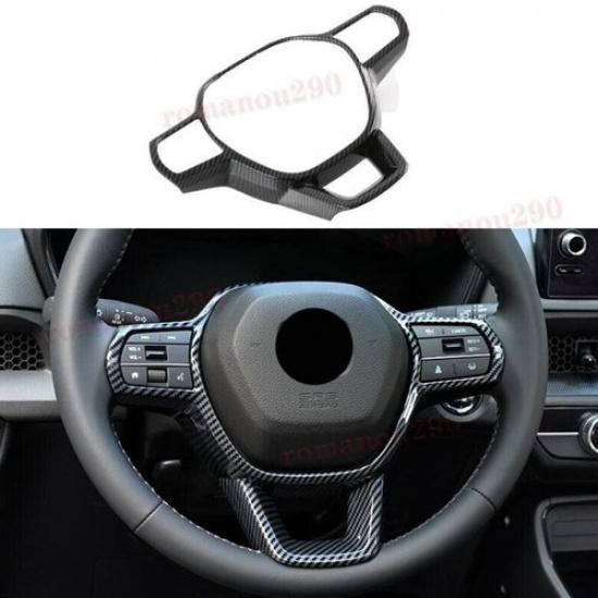 For Honda CR-V -2024 ABS Carbon Fiber Look Steering Wheel Frame Cover Trim