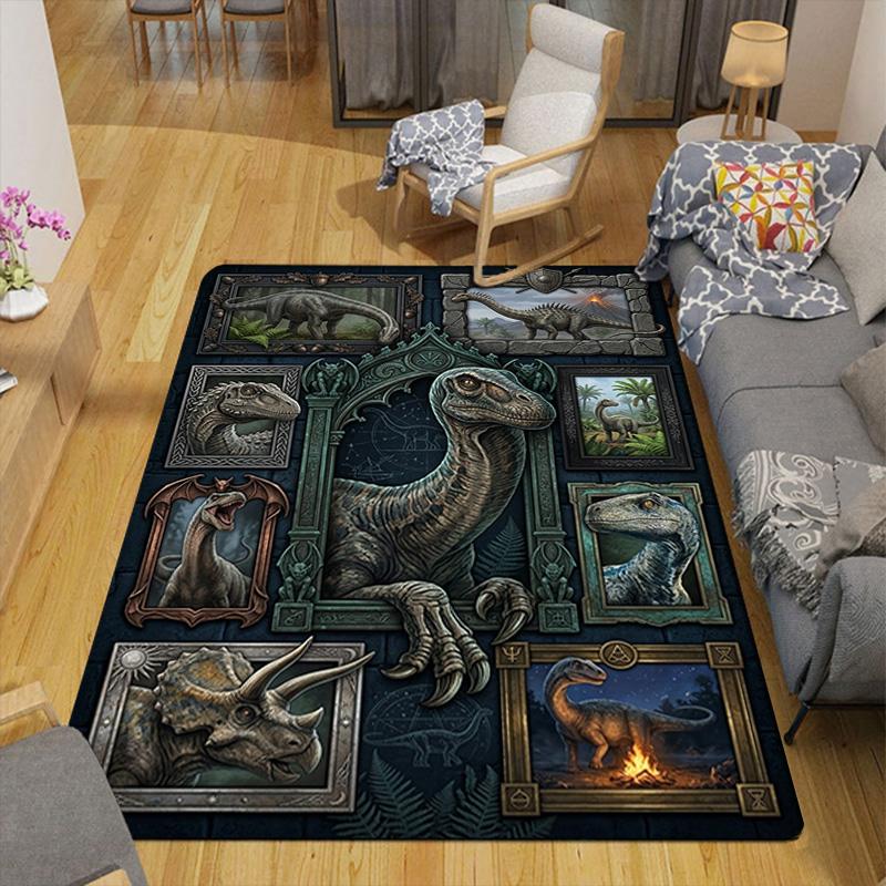 Prehistoric Dinosaurs Pattern Rug Floor Mat for Living Room or Bedroom Soft and Comfortable Carpet a Gift for Birthday and Holiday.