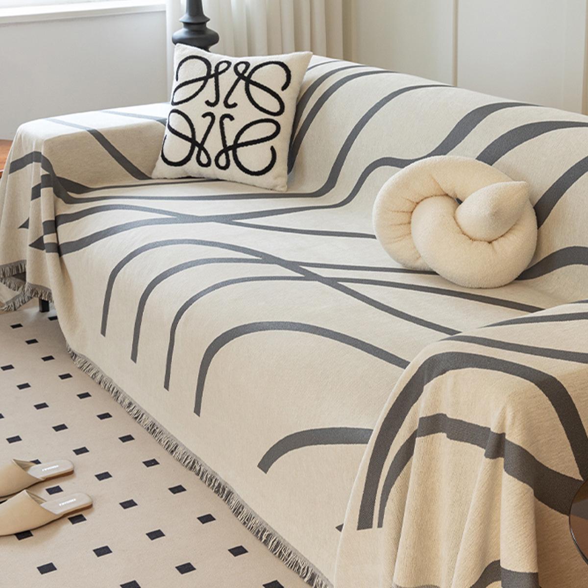 

Чехол для дивана с простым узором, двусторонний чехол для дивана из синели, чехол для 3-местного дивана в гостиной, универсальный чехол Four Seasons 180x130cm