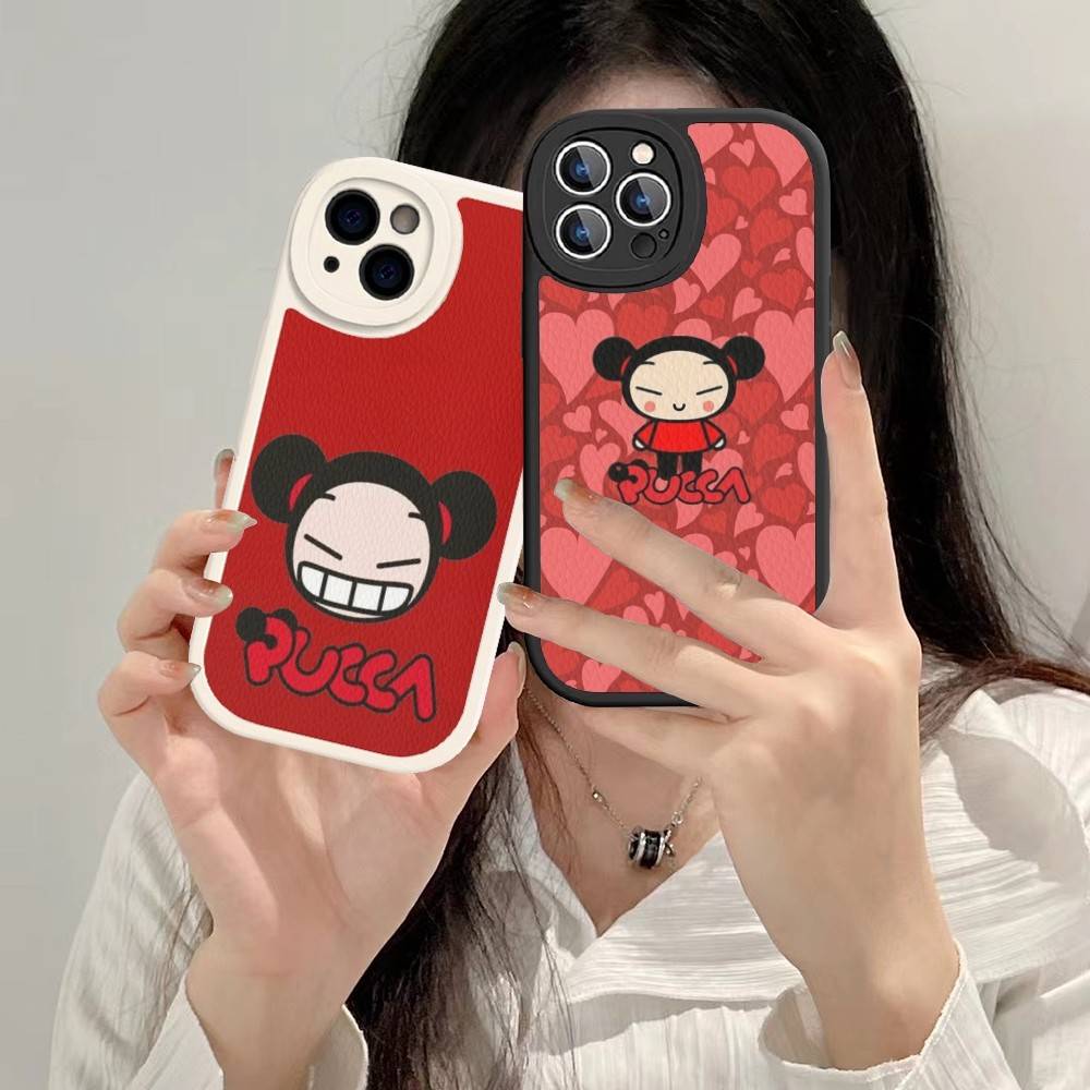 Cartoon Cute Pucca Phone Case Hard Leather For IPhone 16 15 14 13 12 Mini 11 14 Pro Max Xs X Xr 7 8 Plus Fundas