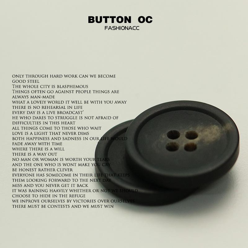 Four-Eye Black Button Resin Button Versatile Trench Coat Suit Jacket Button Men'S And Women'S Clothes Decorative Flat Button