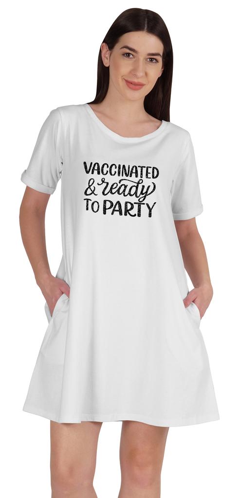 Inkmeso Vaccinated & Ready To Party T-Shirt Casual Scoop Neck Tunic With