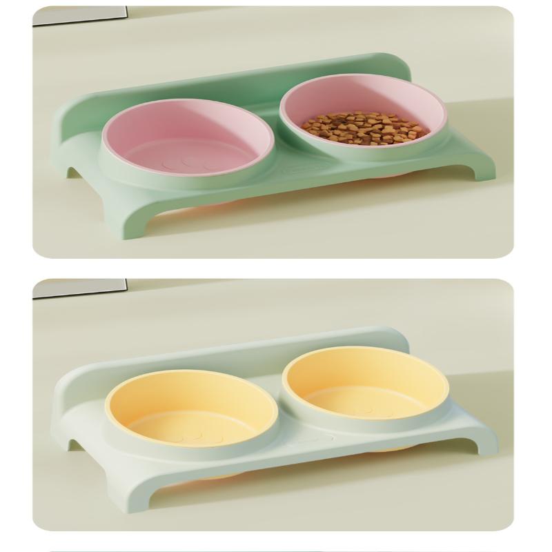 Food Feeders Pet Cat Double Bowls Feeder Adjustable Height Cats Dogs Drinker Water Bowl Dish Elevated Feeding Kitten Supplies