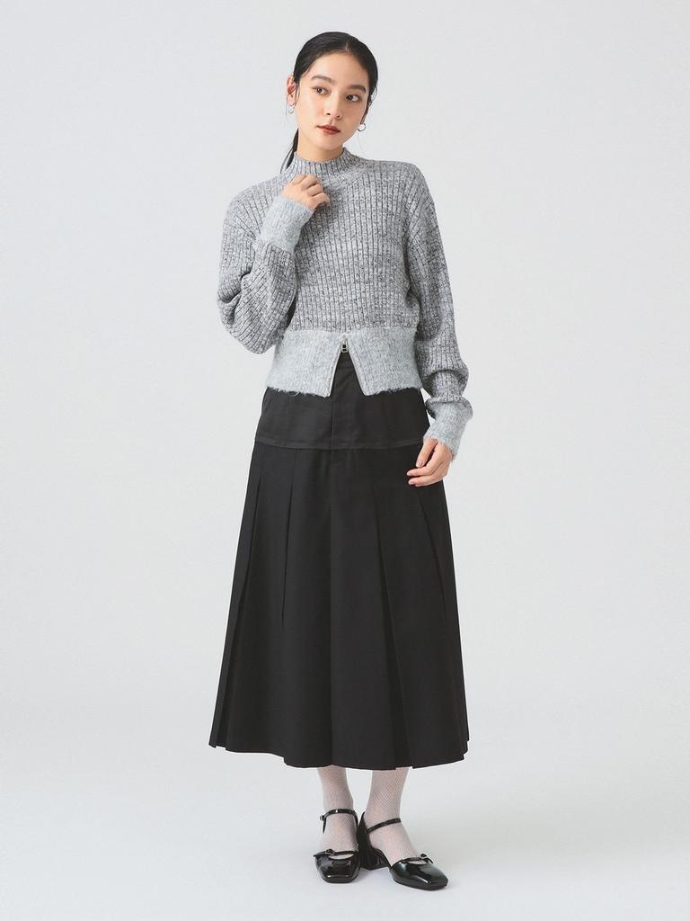 Ray Beams Women's Melange Rib High Neck Long Sleeve Knit Sweater, Gray Free