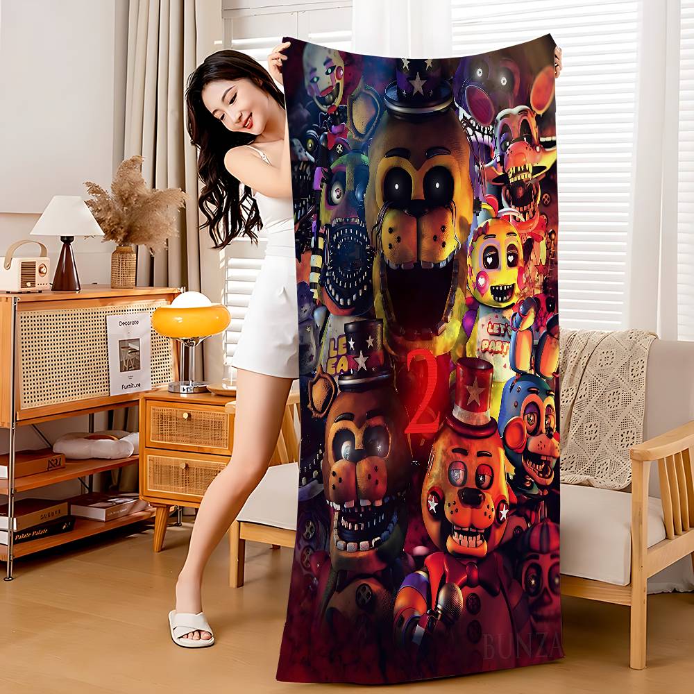 New FNAF Movie Game Anime Beach Swimming Towel Soft Absorbent Washcloth Children's Gifts for Kids Travel Camping Gym