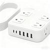 Flat Plug USB Ports Plug Strip 6 USB Ports 8 AC Outlets Supports Multiple Devices Extender US Standard Socket Strip Safe